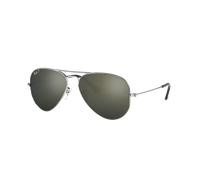 Ray-Ban Aviator Unisex Silver Polarized Green Mirror Sunglasses Metal - One Size