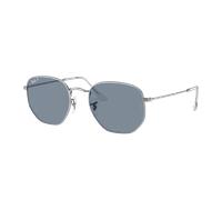 Ray-Ban Unisex Sunglass Hexagonal Flat Lenses - Frame color: Silver, Lens color: Blue Polarized