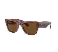 Ray-Ban Unisex Sunglass Mega Wayfarer - Frame color: Striped Havana, Lens color: Brown Polarized