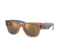 Ray-Ban Unisex Sunglass RB0840S Mega Wayfarer - Frame color: Transparent Brown, Lens color: Gold