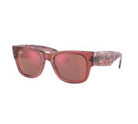 Ray-Ban Sunglasses Unisex Mega Wayfarer - Striped Pink Havana Frame Red Lenses 51-21
