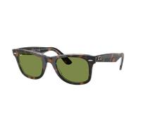 Ray-Ban Unisex Sunglass RB2140F Original Wayfarer Classic - Frame color: Dark Havana On Multicolour, Lens color: Green