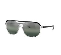 Ray-Ban Unisex Sunglass RB2205 Bill One - Frame color: Black On Transparent, Lens color: Silver/Blue