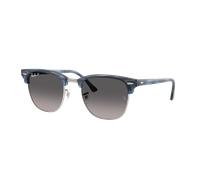 Ray-Ban Unisex Sunglass RB3016 Clubmaster - Frame color: Striped Blue On Silver, Lens color: Grey Gradient Polar