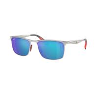 Ray-Ban Unisex Sunglass RB3726M Scuderia Ferrari Collection - Frame color: Silver, Lens color: Blue