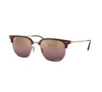 Ray-Ban Unisex Sunglass RB4416 New Clubmaster Polarized+ Lenses - Frame color: Bordeaux On Rose Gold, Lens color: Gold/Red Polarized+