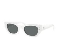Ray-Ban Unisex Sunglass RB4430 Zena - Frame color: White, Lens color: Dark Grey Polarized