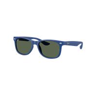 Ray-Ban Unisex Sunglass RB9052S New Wayfarer Kids - Frame color: Rubber Blue, Lens color: Dark Green