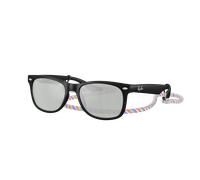 Ray-Ban Unisex Sunglass RB9052S New Wayfarer Kids Summer Capsule - Frame color: Rubber Black, Lens color: Green Mirror Silver
