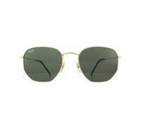 Ray-Ban Unisex Sunglasses Hexagonal 3548N 001 Gold Green Metal - One Size