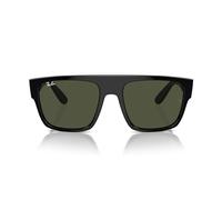 RAY-BAN Unisex Sunglasses UV Protected Green Lens Square Black 57mm 0RB0360S901/3157, black, 57 mm