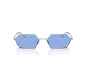 RAY-BAN Unisex UV Protected Blue Lens Rectangle Sunglasses - 0RB3728003/8058, Silver, 58mm, silver, 58 mm