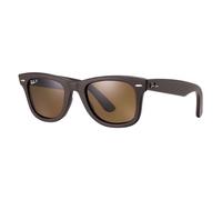 Ray Ban Wayfarer Genuine LEATHER RB 2140 QM 1153N6 Brown brown Polarized 50mm