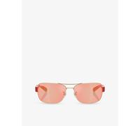 Ray-Ban Unisex Sunglass RB3763M Scuderia Ferrari Collection - Frame color: Pale Gold, Lens color: Brown Mirror Red/Yellow