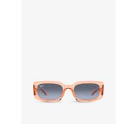 Ray-Ban Womens Ray-Ban Rb4395 Kiliane Rectangle-Frame Transparent Acetate Sunglasses Orange