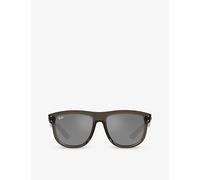 Ray-Ban Sunglasses Unisex Boyfriend Reverse - Transparent Dark Grey Frame Silver Lenses 56-18