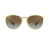Ray-Ban RB3539 Erika Metal Round Sunglasses, Matte Gold/Polarized Brown Gradient, 54 mm