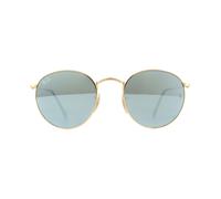 Ray-Ban Womens Sunglasses Round Flat Lenses 3447N 001/30 Shiny Gold Grey Flash Mirror 50mm Metal - One Size