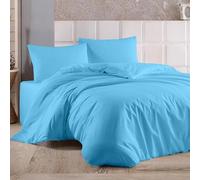 Ray Bedding 4Pcs Duvet Cover Bed Set 400 TC 100% Egyptian Cotton Duvet Cover & Deep Fitted Sheet Bedding Set with Pillow Cases 2 Pack | Complete Duvet Cover Set (Sky-Blue, Double)