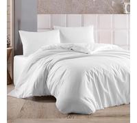 Ray Bedding 4Pcs Duvet Cover Bed Set 400 TC 100% Egyptian Cotton Duvet Cover & Deep Fitted Sheet Bedding Set with Pillow Cases 2 Pack | Complete Duvet Cover Set (White, Double)