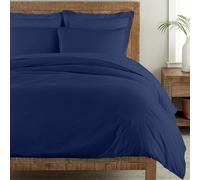 Ray Bedding Single Duvet Cover Set 400 Thread Count 100% Egyptian Cotton Duvet Cover Single Bed Set with Pillow Case, Luxury Soft Cotton Bedding Button Closure 2pcs Quilt Cover set, Navy-blue