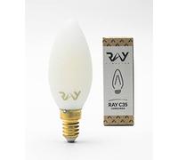 Ray C35 E14 in Pure White Finish. Full Spectrum Colour 93 CRI LED Candle Lightbulb. Flicker Free and Fully Dimmable, Circadian Friendly, Eye-Kind Sleep Better Technology. 400 Lumens at 4.5W, 2700K