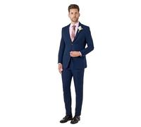 RAY Mens 100% Pure Linen 2 Piece Suit Light Weight Tailored Fit Summer Jacket Trouser [Suit-SIN-RAY-Navy, UK/US 44 EU 54]