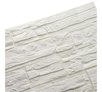 Ray-Velocity 3D Brick Wall Panels PE Foam DIY Wallpaper White Self-Adhesive Panel Decal Wall Sticker for Bedroom Bathroom Living Room Home Office (24Pcs, White)