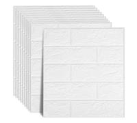 Ray-Velocity 3D Wall Panels Self Adhesive Faux Brick Wallpaper White 24Pcs | Peel and Stick Wallpaper Foam Waterproof Removable Wall Stickers for Ceiling Kitchen Home Office Indoor Wall Decorative
