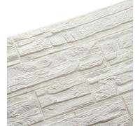 Ray-Velocity PE 3D Foam Brick Wallpaper, WANWEITONG DIY Self Adhesive 3D Wall Stickers Wallpaper Embossed Brick Ceramic Tile Stone Wall Panels for Living Room Home Office Décor (24 Pcs, White)