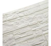 Ray-Velocity PE 3D Foam Brick Wallpaper, WANWEITONG DIY Self Adhesive 3D Wall Stickers Wallpaper Embossed Brick Ceramic Tile Stone Wall Panels for Living Room Home Office Décor (1 Pc, White)
