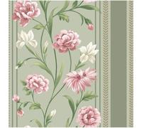 Raya Sage Green Pink Floral Stripe Wallpaper - Feature Statement Wall - 10.05m x 53cm Roll - Contemporary Versatile Sophisticated - Washable Paste The Paper - Bedroom Lounge Living Room Wallcovering