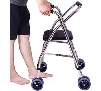 RAYACO Lightweight Folding Four Wheel Rollator, Height Adjustable Mobility Walker with Padded Seat, Portable Mobility Aid for Elderly Disabled