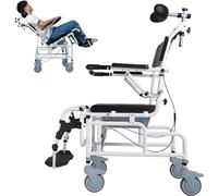 RAYACO Toilet Chair with Wheels,Bedside Commodes for The Elderly,Disabled Shower Chair,100kg Load Bearing,Can Be Tilted at 45°,Hydraulic Lifting,for People with Reduced Mobility