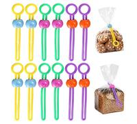 Rayakt 12Pcs Food Sealing Clips, Reusable Elastic Bag Sealer Straps, Silicone Twist Ties for Kitchen Storage, Multi-Purpose Food Bag Clips for Snack, Cereal, Coffee Bags, Cable Organizer