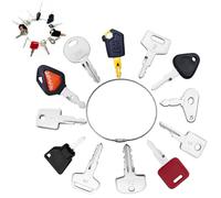 Rayakt 12PCS Universal Ignition Key Set, Ignition Switch Spare Keys, Dumper Keys & Plant Keys for Bulldozers, Tractors, Excavators, Digger Key Replacement for Machinery & Heavy Equipment