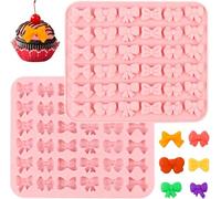 Rayakt 2 Pcs Pink Bow Molds, Silicone Fondant Mold for Chocolate, Baking & Candy Making, 6 Shapes Reusable Bowknot Chocolate Mold, Baking Mold for DIY Cake Cookie Desserts Pops Pastry Decorating
