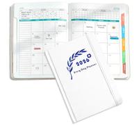 Rayakt 2026 Diary A5 Page A Day, Full Year Daily Planner 2026 with Tie, Hardcover Academic Diary 2026 with Monthly Overview, Calendar, Colorful Tabs, for Productivity & Organization (White)