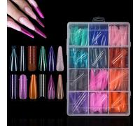 Rayakt 288PCS Poly Gel Nail Forms - Reusable Dual Nail Forms for Polygel Nail Extensions, Multicolor Nail Tips Mold for Home and Salon Manicure Use (12 Styles)
