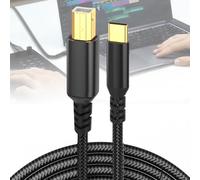 Rayakt 2M USB B to USB C Cable, Nylon Data Lead for HP, Epson, Canon, Brother Printer, Scanner, Midi USBC Cord for Macbook, Dell, Asus, Audio Interface MIDI Keyboard, DJ Controller