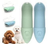 Rayakt 2PCS Dog & Cat Finger Toothbrush Set, 360° Soft Silicone Pet Toothbrush for Plaque and Tartar Removal, Puppy Finger Tooth Brush for Pet Tartar Removal, Bad Breath, Teeth Cleaning