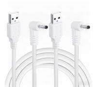 Rayakt 2Pcs USB to DC 5V Power Cable, 1m 24AWG Right Angle USB to 5.5x2.1mm DC Barrel Jack Charger Cord, Replacement Power Cable for Astronaut Projector, Galaxy Star Light, LED Strips, Small Fans