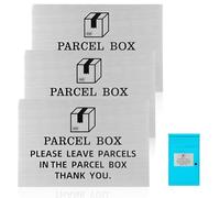 Rayakt 3 Pack Parcel Box Sign, Please Leave Parcels Here Signs 15x10cm, Waterproof Aluminum Parcel Sticker with Adhesive Backing for Delivery Notice, House & Office Outside Package Signage