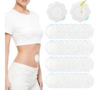 Rayakt 30 Pcs Organic Cotton Castor Oil Pack Wraps, Self-Adhesive Castor Oil Patches, Disposable Castor Belly Button Patch Floral Pads Highly Absorbent No Wash (Oil Not Included)