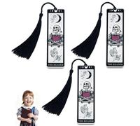 Rayakt 3PCS Creative Skull Bookmarks - Gothic Skeleton Tarot Bookmarks, Metal Book Mark with Tassels for Book Lovers, Halloween Christmas Gifts for Women Men Readers