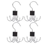 Rayakt 4-Pack Belt Hangers - 360° Rotatable 6-Hook Tie Hanger Organizer for Closet, Wardrobe & Home Storage Solutions - Space Saving Storage Hooks for Belts, Ties, Scarves & Accessories