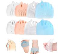 Rayakt 4 Pairs Hyggear Silicone Toe Separators - 5-Hole Toe Separators Bunion Corrector for Women & Men, Toe Straighteners for Overlapping Toes, Bent Toes, Breathable, Soft, Reusable, Multicolored