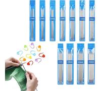 Rayakt 65 PCS Double Pointed Knitting Needles Set (1.5-5.0mm), 15cm Short Double Ended Knitting Needle with 20pcs Stitch Markers, Complete Metal Needles Kit for Beginners Experts