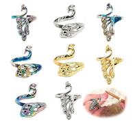 Rayakt 8 Pcs Adjustable Crochet Ring, Peacock Design Knitting Ring, Yarn Guide Finger Holder for Tension Control, Braided Crochet Accessories for Women, Grandma, Thanksgiving Gift