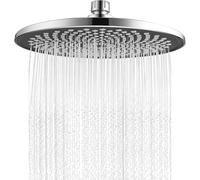 Rayakt 9 Inch Round Rainfall Shower Head, Fixed Overhead Waterfall Shower Heads with 360° Adjustable High Pressure Showerhead, Universal G1/2" Fitting, Silver & Black Finish, Chrome